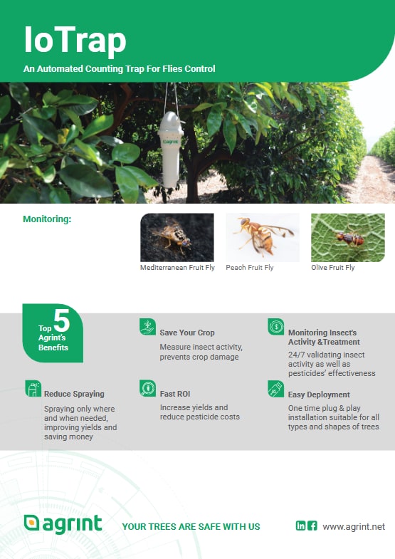 Agrint IoTrap field deployment and fruit-fly monitoring benefits